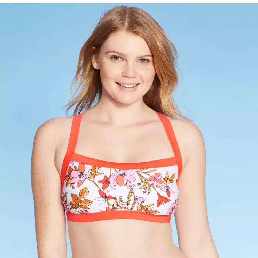 Square Neck Bralette Red Bikini Top - Xhilaration
